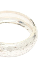 Antique Silver Textured Thick and Thin Bangles 2-Pack - link has visual effect only