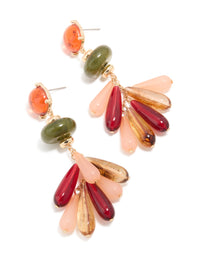 Gold Multicoloured Beaded Droplet Earrings - link has visual effect only
