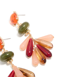 Gold Multicoloured Beaded Droplet Earrings - link has visual effect only