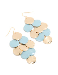 Gold & Blue Layered Disc Drop Earrings - link has visual effect only