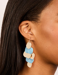 Gold & Blue Layered Disc Drop Earrings - link has visual effect only