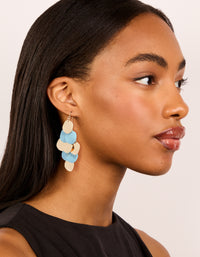 Gold & Blue Layered Disc Drop Earrings - link has visual effect only