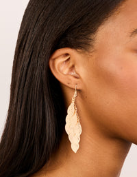 Gold Layered Leaf Drop Earrings - link has visual effect only