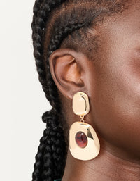 Gold Red Stone Organic Drop Earrings - link has visual effect only