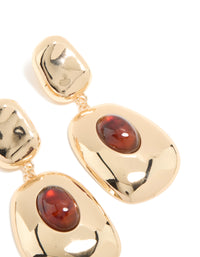 Gold Red Stone Organic Drop Earrings - link has visual effect only