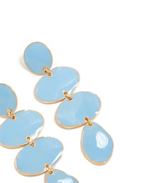 Gold Light Blue Organic Shape Drop Earrings - link has visual effect only
