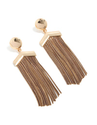 Antique Gold Long Fringe Drop Earrings - link has visual effect only