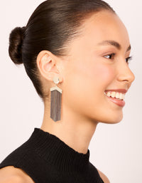 Antique Gold Long Fringe Drop Earrings - link has visual effect only
