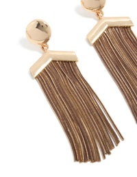 Antique Gold Long Fringe Drop Earrings - link has visual effect only