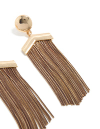 Antique Gold Long Fringe Drop Earrings - link has visual effect only