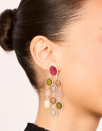Gold Multicoloured Stones Drop Earrings - link has visual effect only