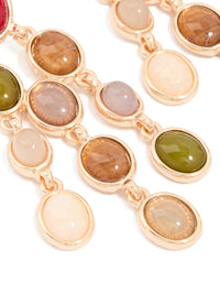Gold Multicoloured Stones Drop Earrings - link has visual effect only