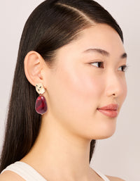 Gold Marbled Red Acrylic Beaded Drop Earrings - link has visual effect only