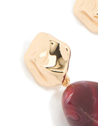 Gold Marbled Red Acrylic Beaded Drop Earrings - link has visual effect only