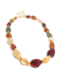 Multicoloured Beaded Organic Shape Graduating Necklace - link has visual effect only