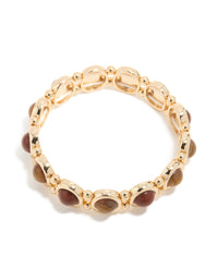 Gold Organic Brown Stones Stretch Bracelet - link has visual effect only