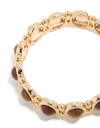 Gold Organic Brown Stones Stretch Bracelet - link has visual effect only