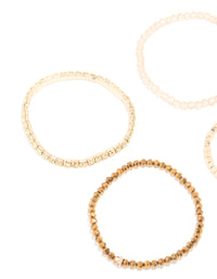 Gold Multicoloured Facet Beaded Stretch Bracelets 4-Pack - link has visual effect only