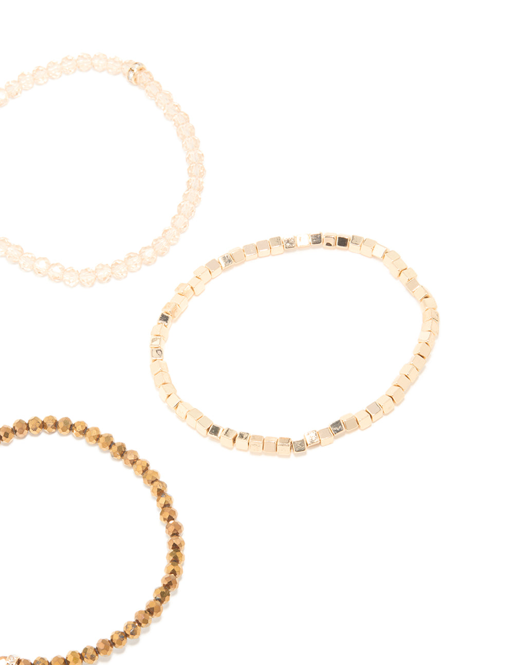 Gold Multicoloured Facet Beaded Stretch Bracelets 4-Pack