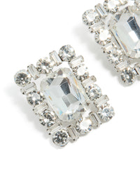 Silver Diamante Fancy Square Stud Earrings - link has visual effect only