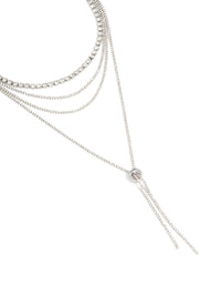 Silver Diamante Tennis & Toggle Layered Necklace - link has visual effect only