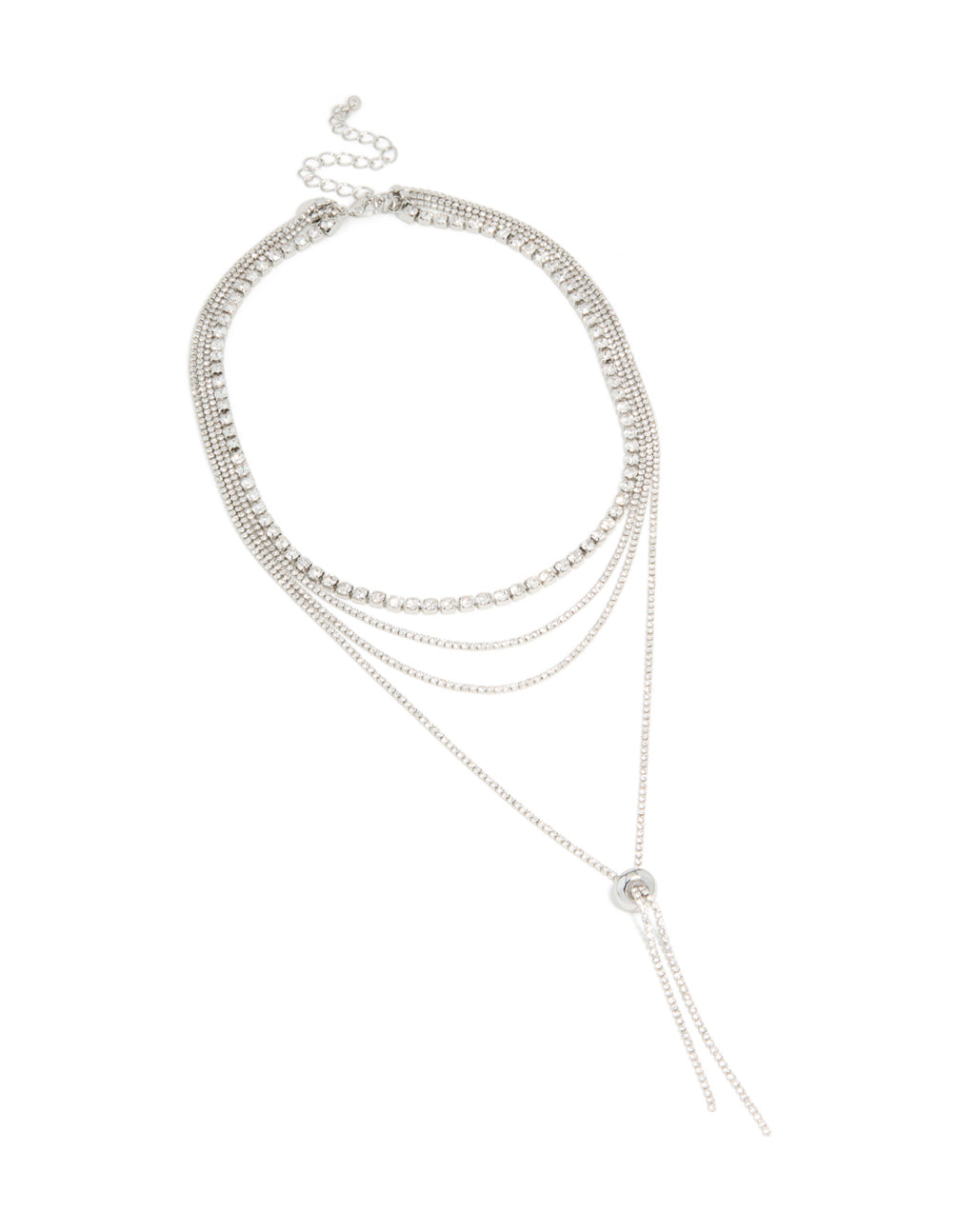 Silver Diamante Tennis & Toggle Layered Necklace