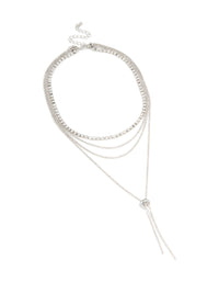 Silver Diamante Tennis & Toggle Layered Necklace - link has visual effect only