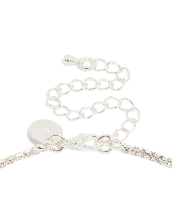Silver Multi Diamante Necklace & Drop Earrings Set