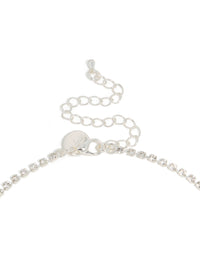 Silver Diamante Shiny Floral Necklace & Drop Earrings Set - link has visual effect only