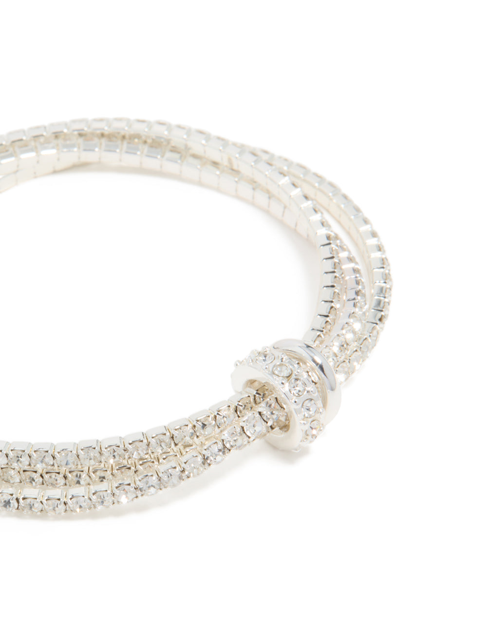 Silver Diamante Simple Loop Stretch Bracelet