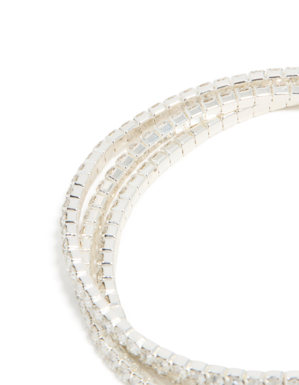 Silver Diamante Simple Loop Stretch Bracelet