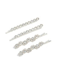 Silver Diamantes Hair Clips 4-Pack - link has visual effect only