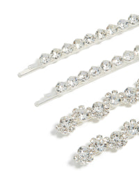 Silver Diamantes Hair Clips 4-Pack - link has visual effect only