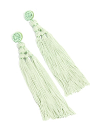 Light Green Fabric Tassel Drop Earrings - link has visual effect only