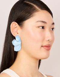 Light Blue Coated Metal Flower Petal Drop Earrings - link has visual effect only