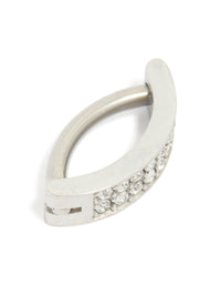 Surgical Steel Diamante Curved Cluster Belly Ring - link has visual effect only