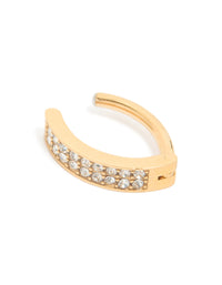 Gold Plated Surgical Steel Diamante Cluster Curved Belly Ring - link has visual effect only
