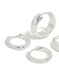 Waterproof Stainless Steel Cubic Zirconia Chubby Huggie Earrings 2-Pack - link has visual effect only