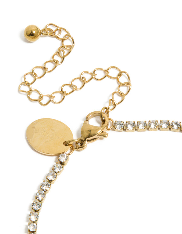 Waterproof Gold Plated Stainless Steel Cubic Zirconia Letter J Tennis Bracelet