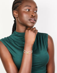 Waterproof Gold Plated Stainless Steel & Light Blue Cord Adjustable Bracelet - link has visual effect only