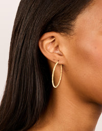 Gold Plated Surgical Steel Textured Hoop Earrings 40 MM - link has visual effect only
