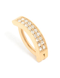 Gold Plated Titanium Cubic Zirconia  Cluster Curved Ring Belly Ring - link has visual effect only