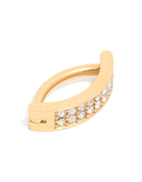 Gold Plated Titanium Cubic Zirconia  Cluster Curved Ring Belly Ring - link has visual effect only