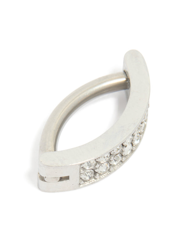 Titanium Cubic Zirconia  Cluster Curved Ring Belly Ring