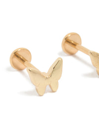 Gold Plated Titanium Butterfly Flat Back Studs - link has visual effect only