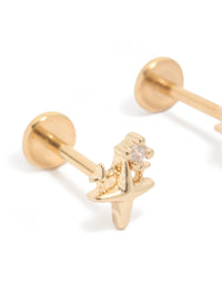Gold Plated Titanium Cubic Zirconia Celestial Flat Back Studs - link has visual effect only