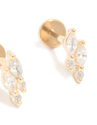 Gold Plated Titanium Cubic Zirconia Marquise Cluster Flat Back Studs - link has visual effect only