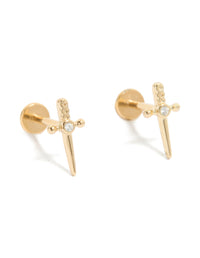 Gold Plated Titanium Cubic Zirconia Dagger Flat Back Studs - link has visual effect only