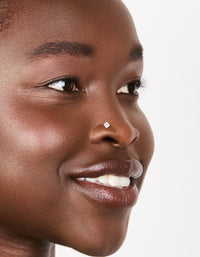 Discover titanium cubic zirconia threadless flat back nose studs with dainty styling nose view - link has visual effect only