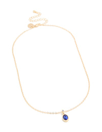 Gold Sapphire Diamante Round Pendant Necklace - link has visual effect only